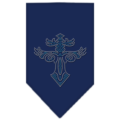 Warriors Cross Rhinestone Bandana Navy Blue Small